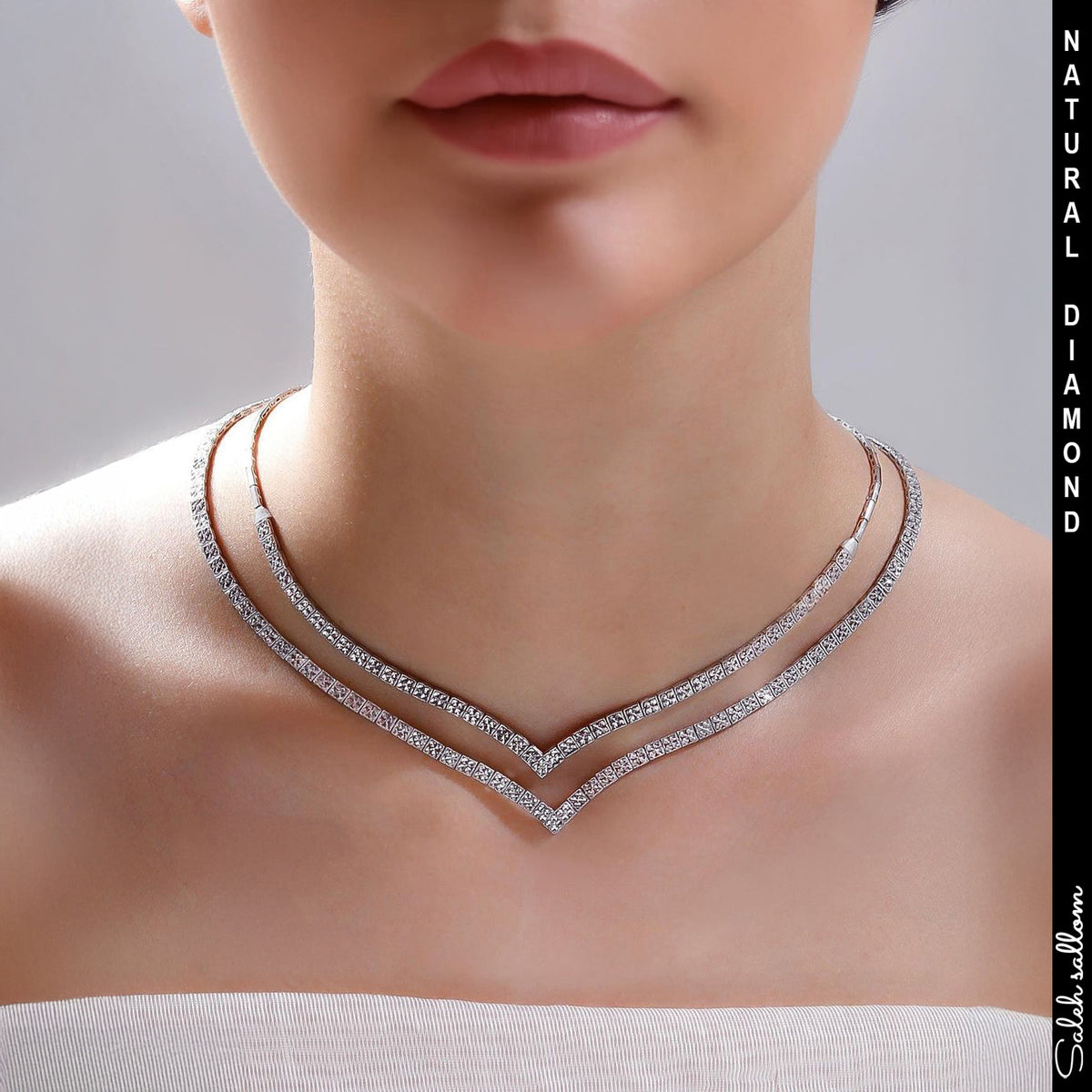 Saleh Sallom | Natural  Diamond Necklace | 4 CT Diamonds