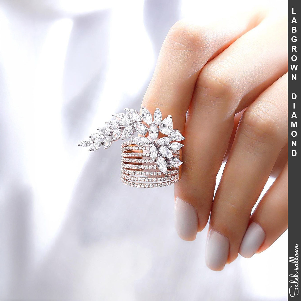 Saleh Sallom | Lab Grown Diamond Leaf Style Rings | 3 Carats