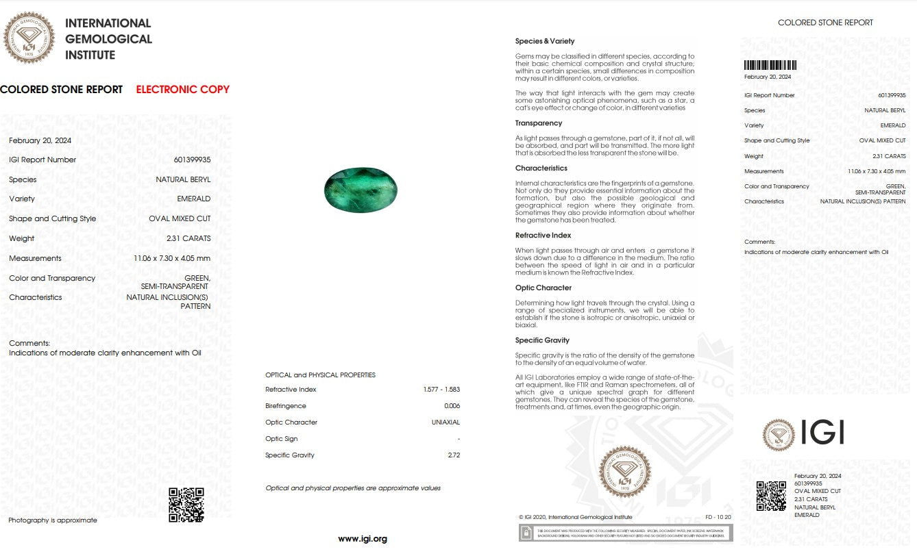 Natural Emerald Stone - 2.31 ct - Saleh Sallom