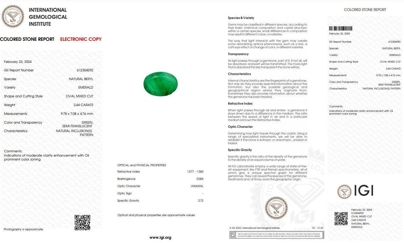 Natural Emerald Stone - 2.44 ct - Saleh Sallom