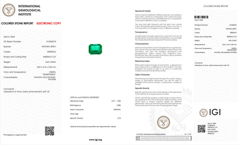 Natural Emerald - 0.60 - Saleh Sallom