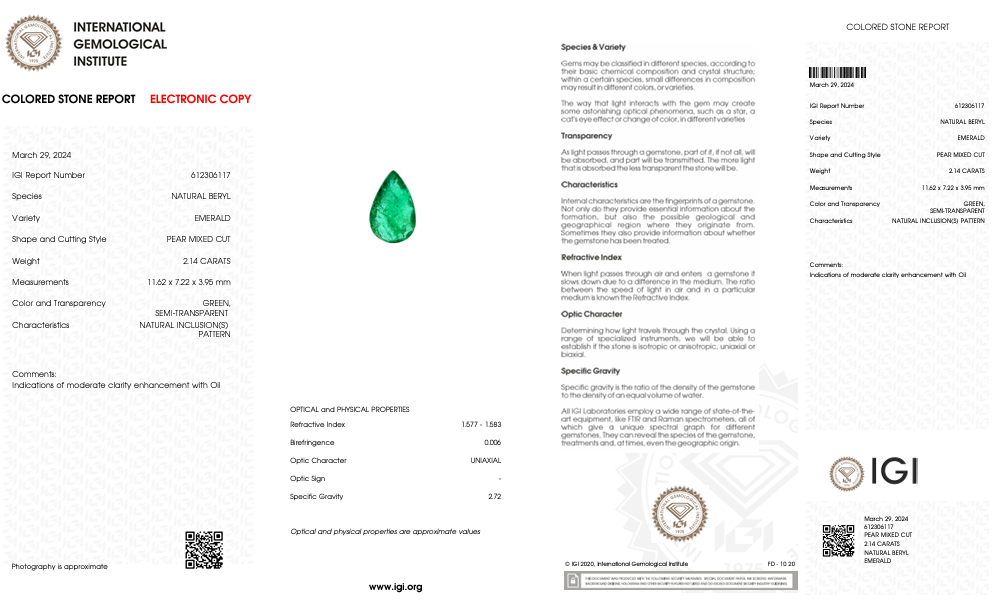 Natural Emerald - 2.14 CT - Saleh Sallom