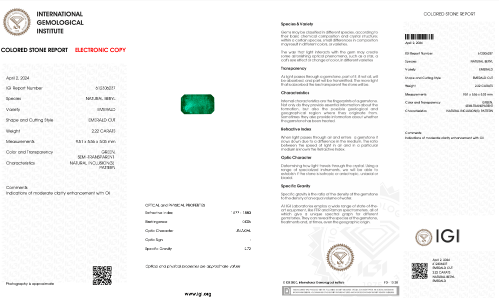 Natural Emerald - 2.22CT - Saleh Sallom