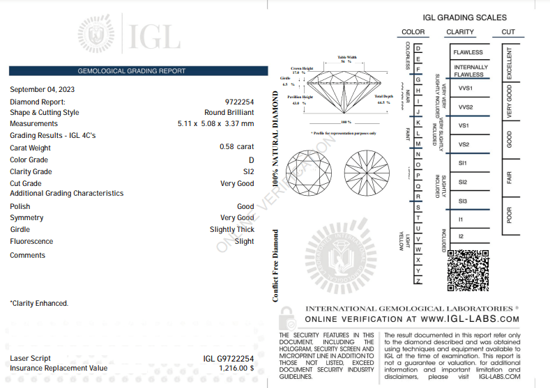 NATURAL DIAMOND BY SALEH SALLOM | 0.58 CT