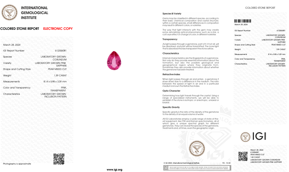 LAB GROWN SAPPHIRE BY SALEH SALLOM | 1.39 CT