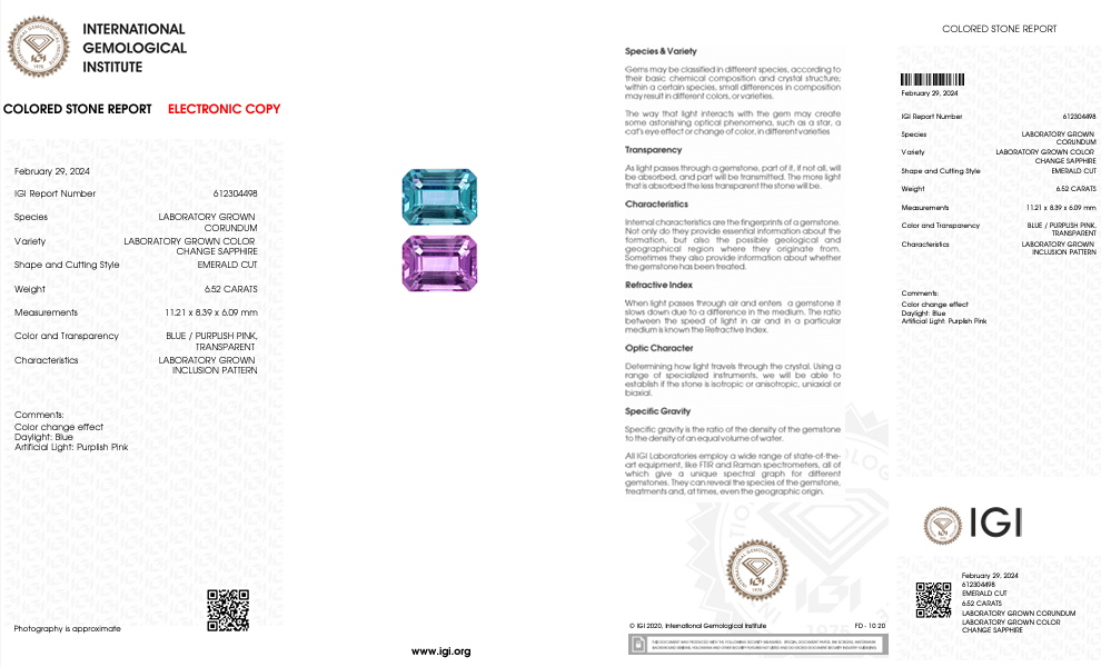 LAB GROWN COLOR CHANGE SAPPHIRE BY SALEH SALLOM | 6.52 CT