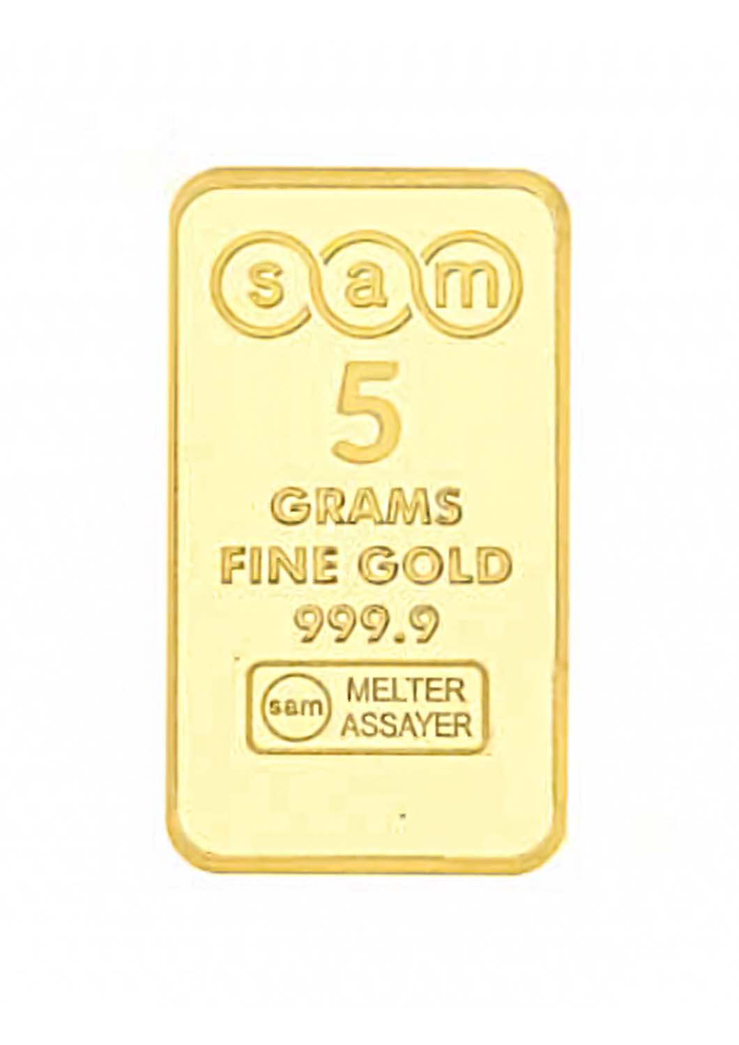Sam Gold Bar 5 grams of pure gold, purity 999.9 - 5 grams - Saleh Sallom
