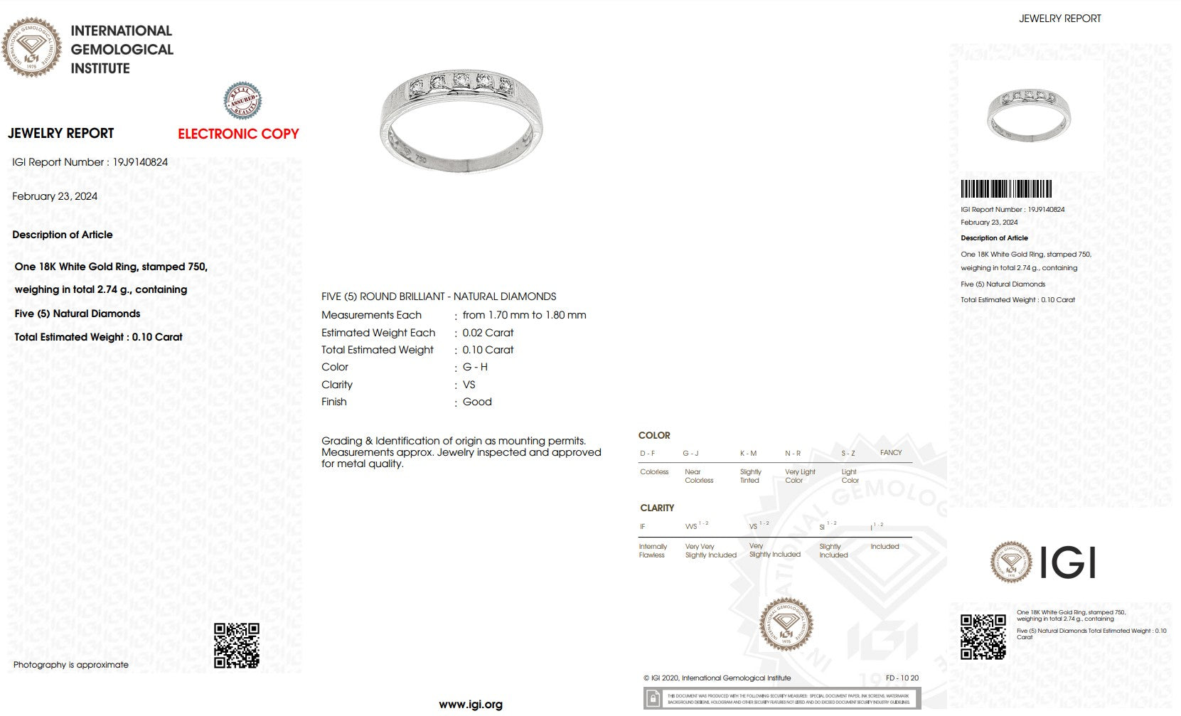 Diamond Ring Natural - By Saleh Sallom 2.74g Karat | 0.10 carat